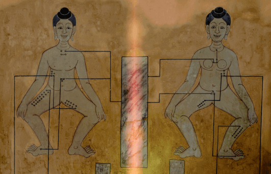 Illustration des points vitaux du corps humain, a l'ecole de massage du bouddha couche